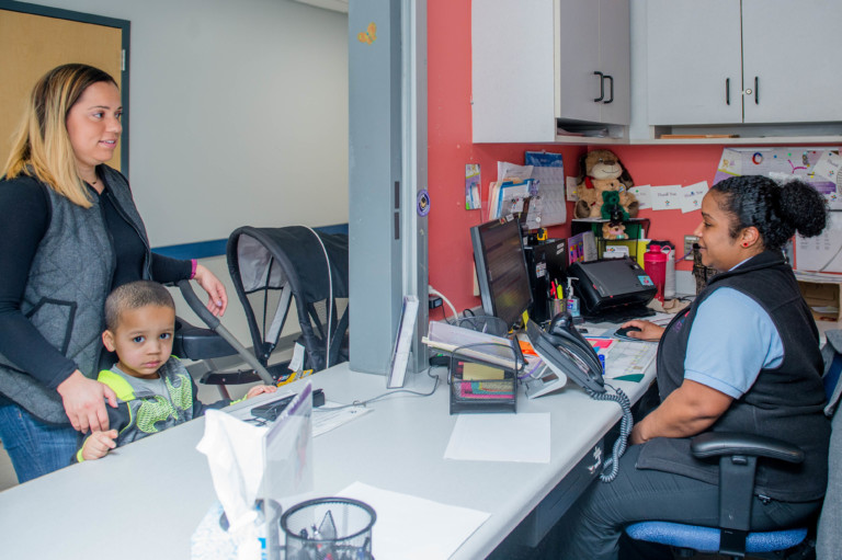 Patient and Mom at Radiology Registration