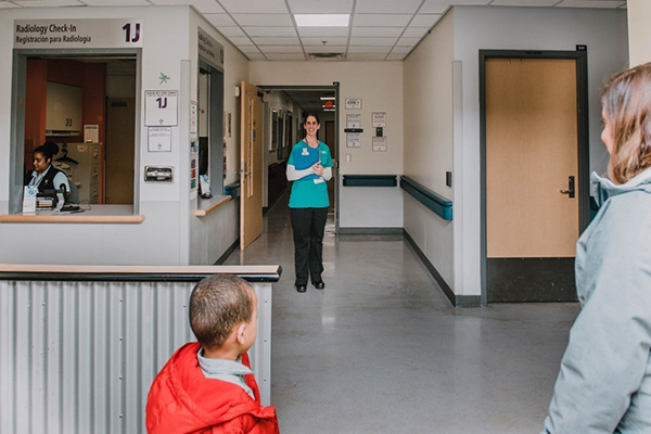 nurse welcoming patient 