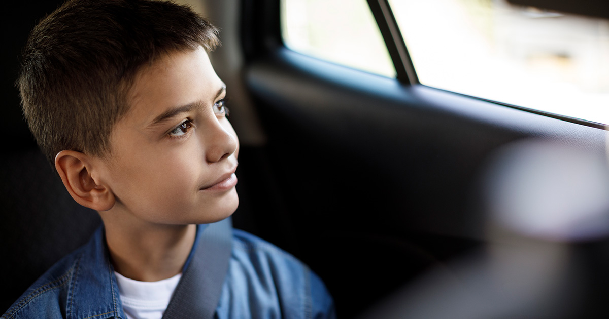 Young boy in the car