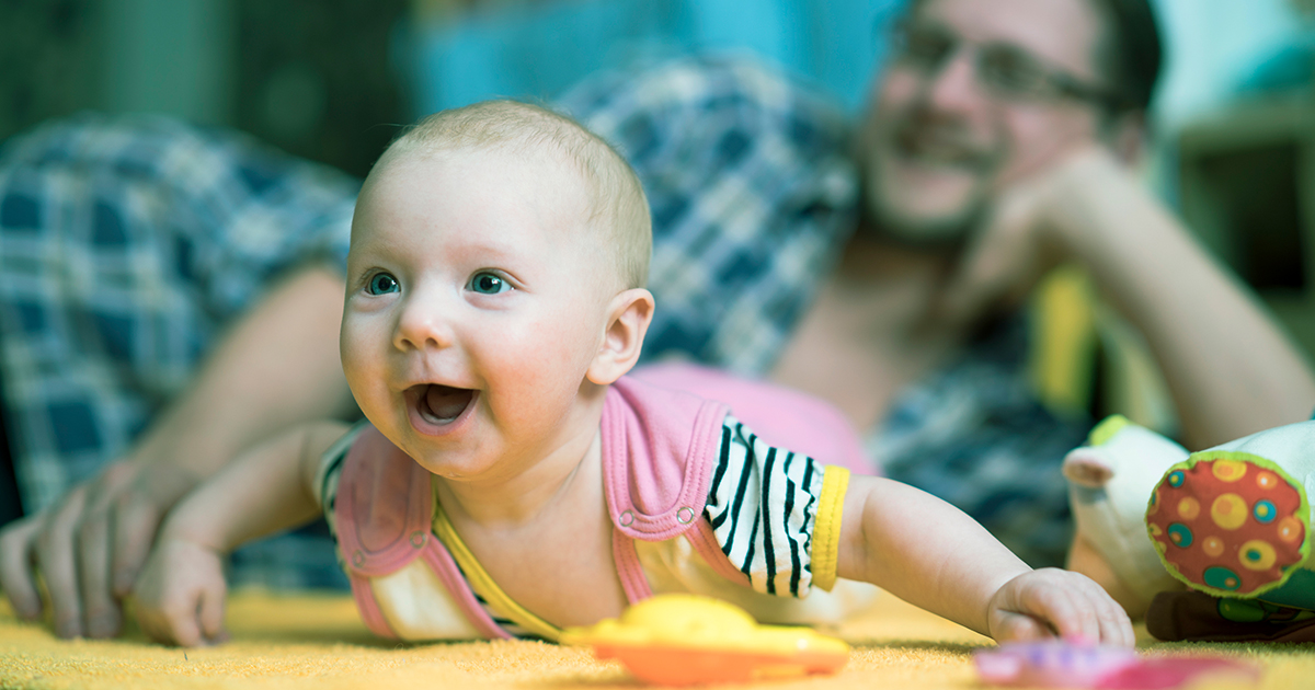 A baby during tummy time