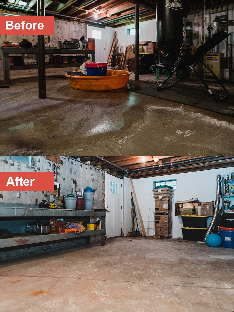 Before / After Fred's parents basement