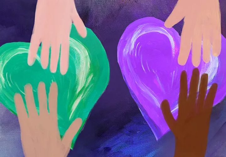 Painted hands and hearts