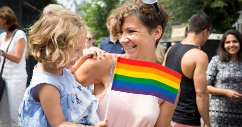 A mother and daughter celebrate pride