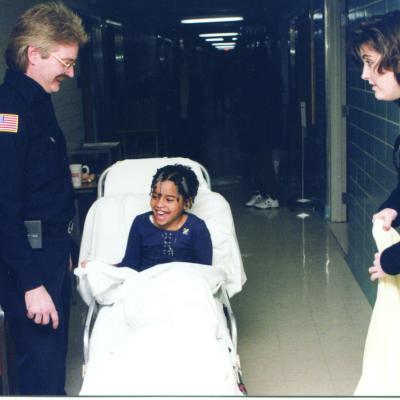 EMTs transport one of the first patients to Connecticut Children’s after we opened our doors on April 2, 1996